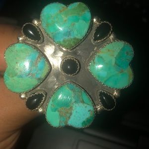 M&S Turquoise with black onyx sterling silver ring